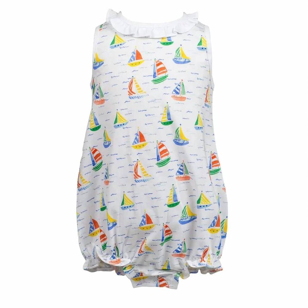 NEW THE PROPER PEONY girl's yacht knit bubble romper in multi